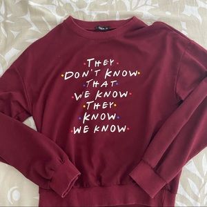 FRIENDS TV show maroon crew neck. SHEIN